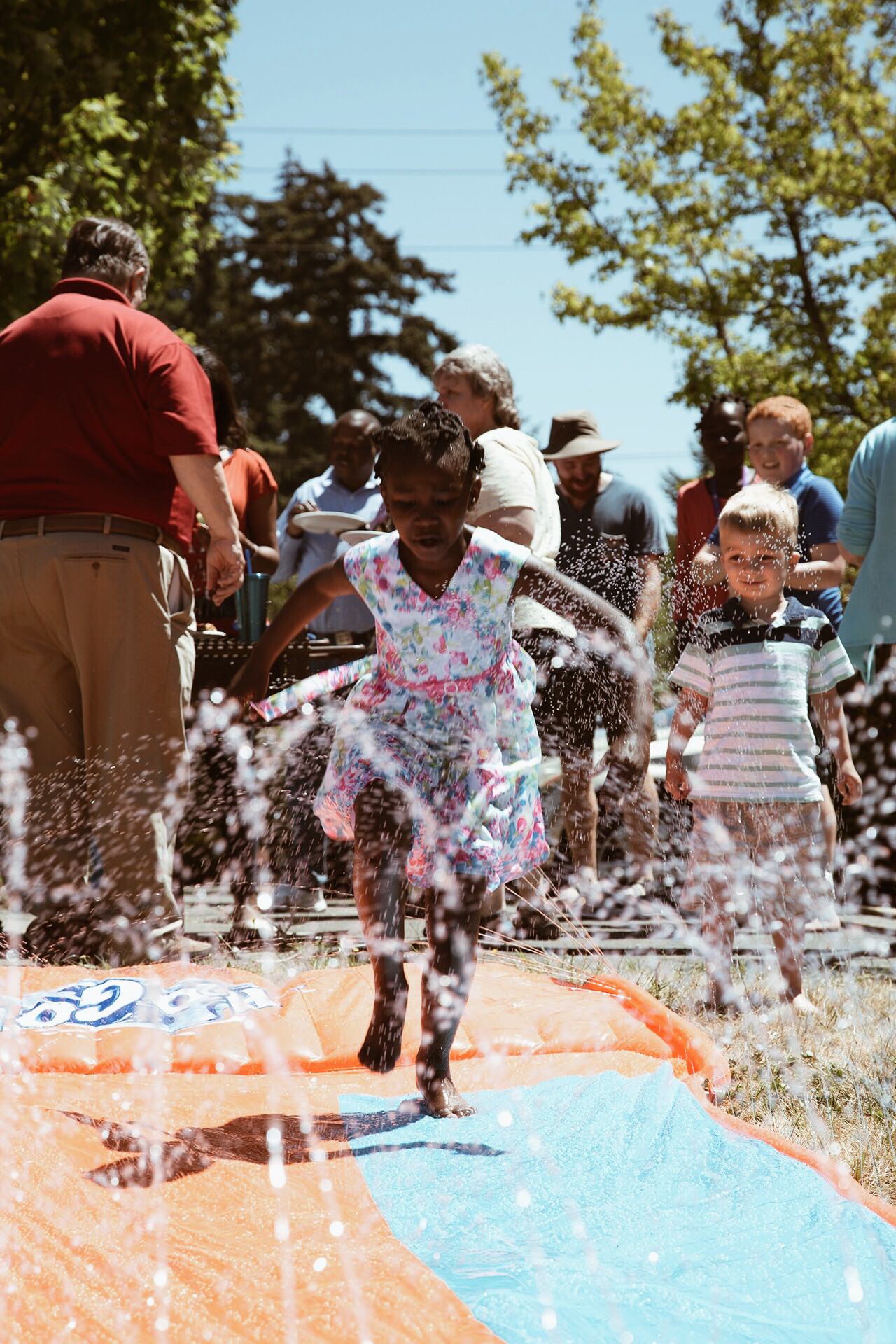 Girl on slip n slide