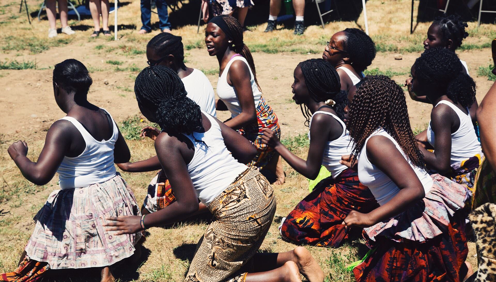 Women dancing in group