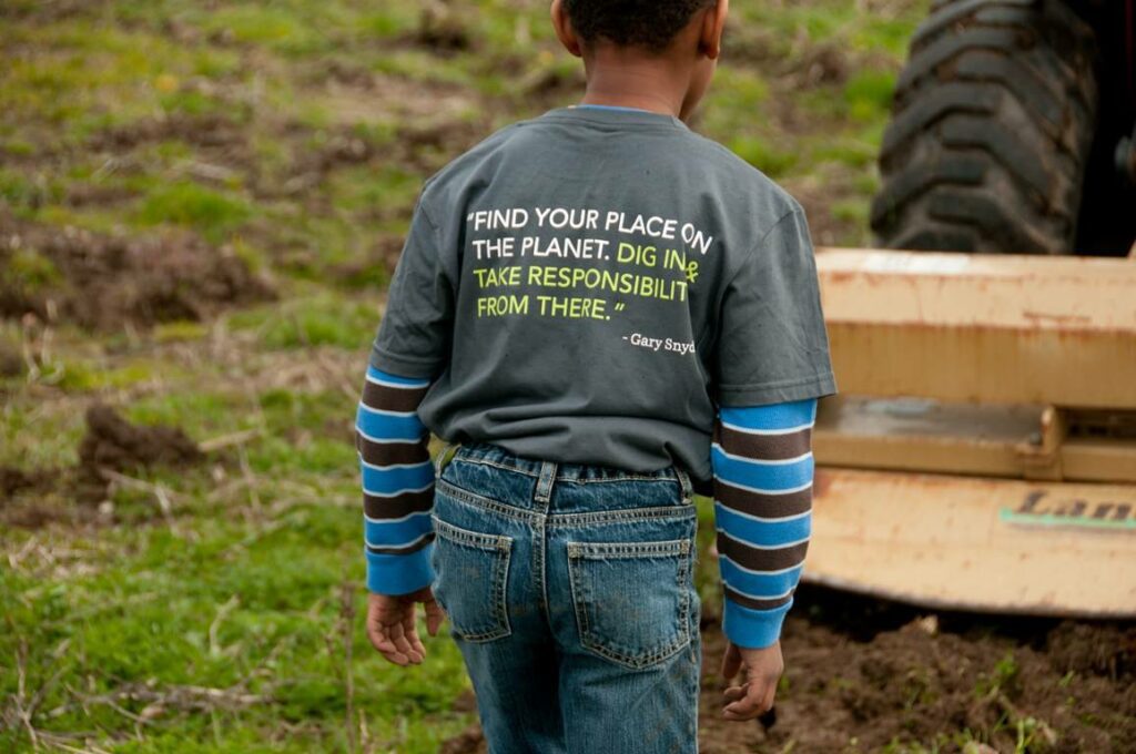 Young volunteer at Namaste work party. 