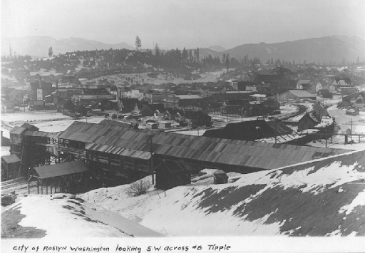 A snowy black and white photography from Roslyn, Wa.