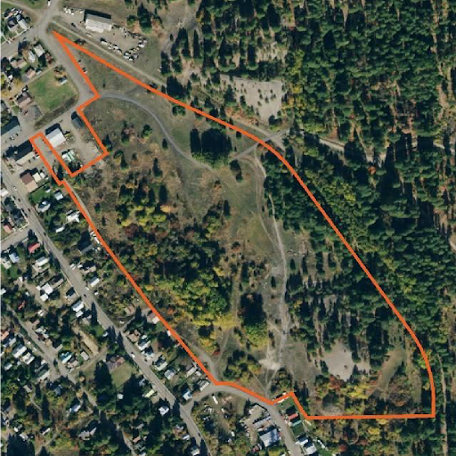 An aerial photography outlining a parcel of land in Roslyn, WA.
