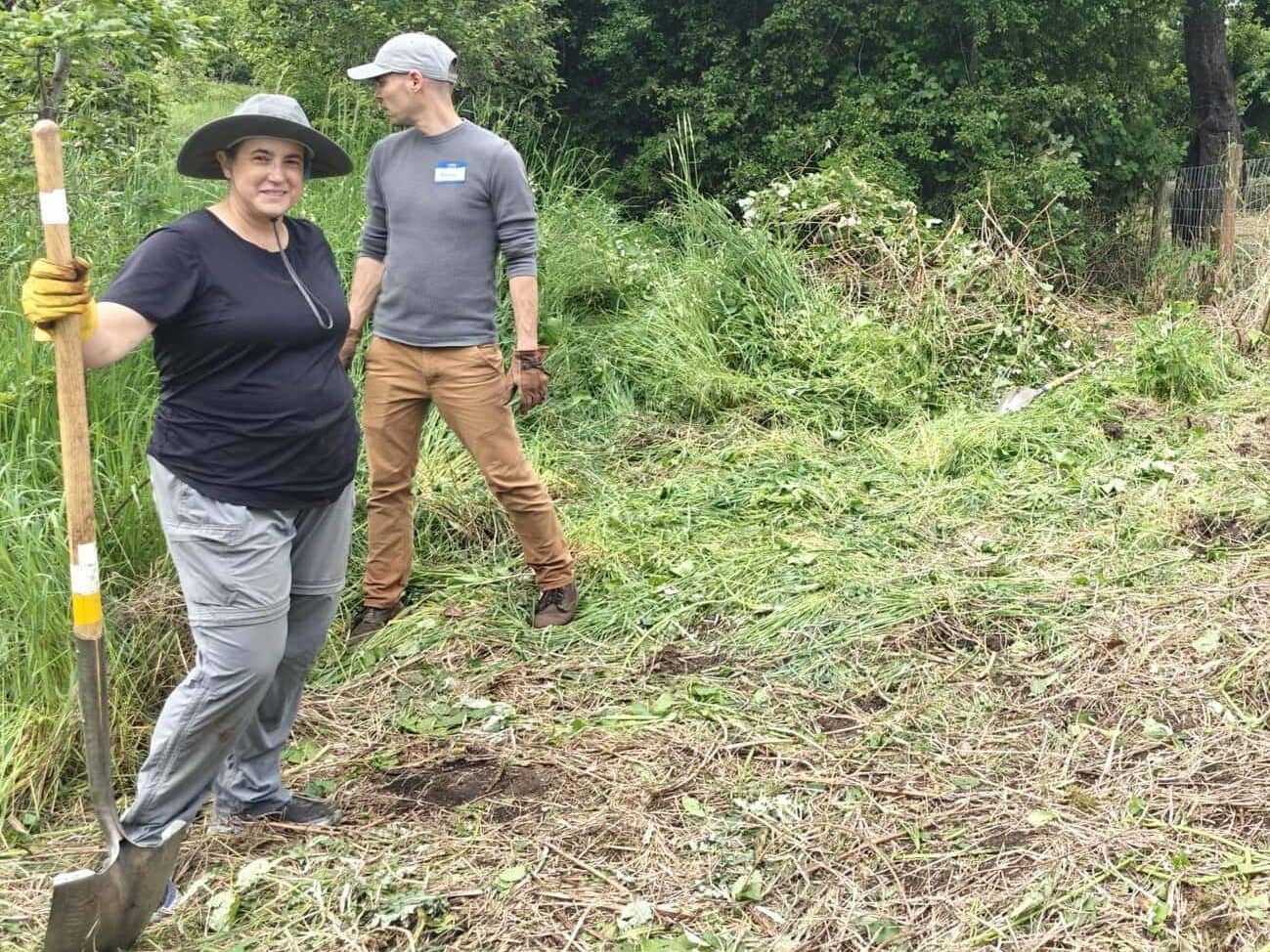 Michelle Hermann and another volunteer.