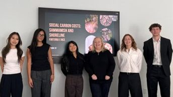 A group of UW Net Impact Consultancy Experience (NICE) student participants and blog authors with Forterra's Krisit England.