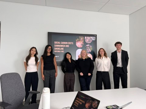 A group of UW Net Impact Consultancy Experience (NICE) student participants and blog authors with Forterra's Krisit England.