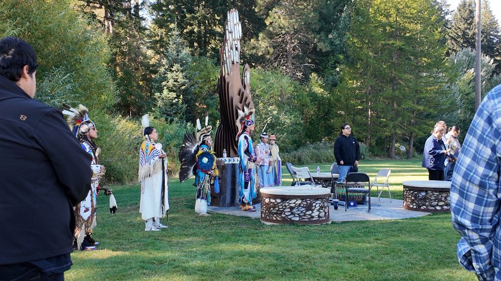 Yakama Nation leaders and dancers share their culture with attendees at the Roslyn, Washington, Forterra Nature Discovery event program